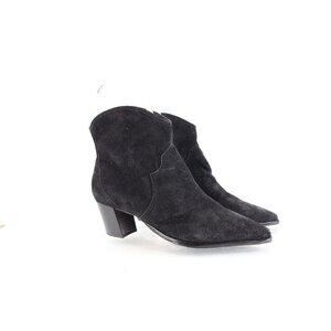 Bernardo Frisco Black Suede Ankle Boots Block Heel Western Bootie Women Size 8